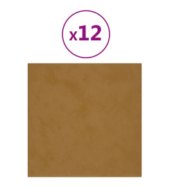 Panneaux muraux 12 pcs Marron 30x30 cm Velours 1,08 m²