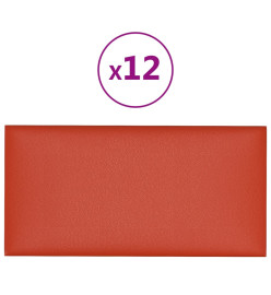 Panneaux muraux 12 pcs Rouge 30x15 cm Similicuir 0,54 m²