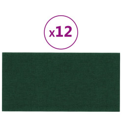 Panneaux muraux 12 pcs Vert foncé 30x15 cm Tissu 0,54 m²