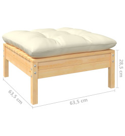Salon de jardin 8 pcs avec coussins crème Bois de pin