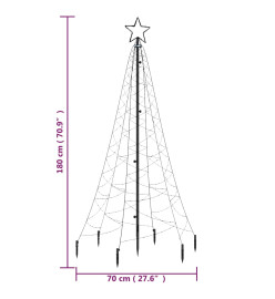 Sapin de Noël avec piquet Blanc chaud 200 LED 180 cm