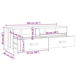 Meuble TV HAMAR Blanc 106x40x40 cm Bois massif de pin