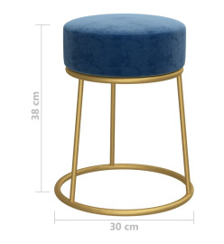 Tabouret rond Bleu Velours