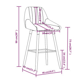 Tabourets de bar lot de 2 taupe tissu