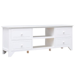 Meuble TV Blanc 108x30x40 cm Bois de Paulownia solide