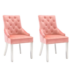 Chaises à manger lot de 2 rose velours