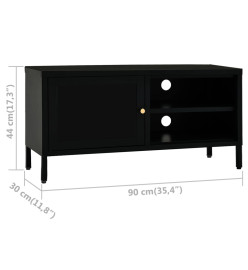 Meuble TV Noir 90x30x44 cm Acier et verre