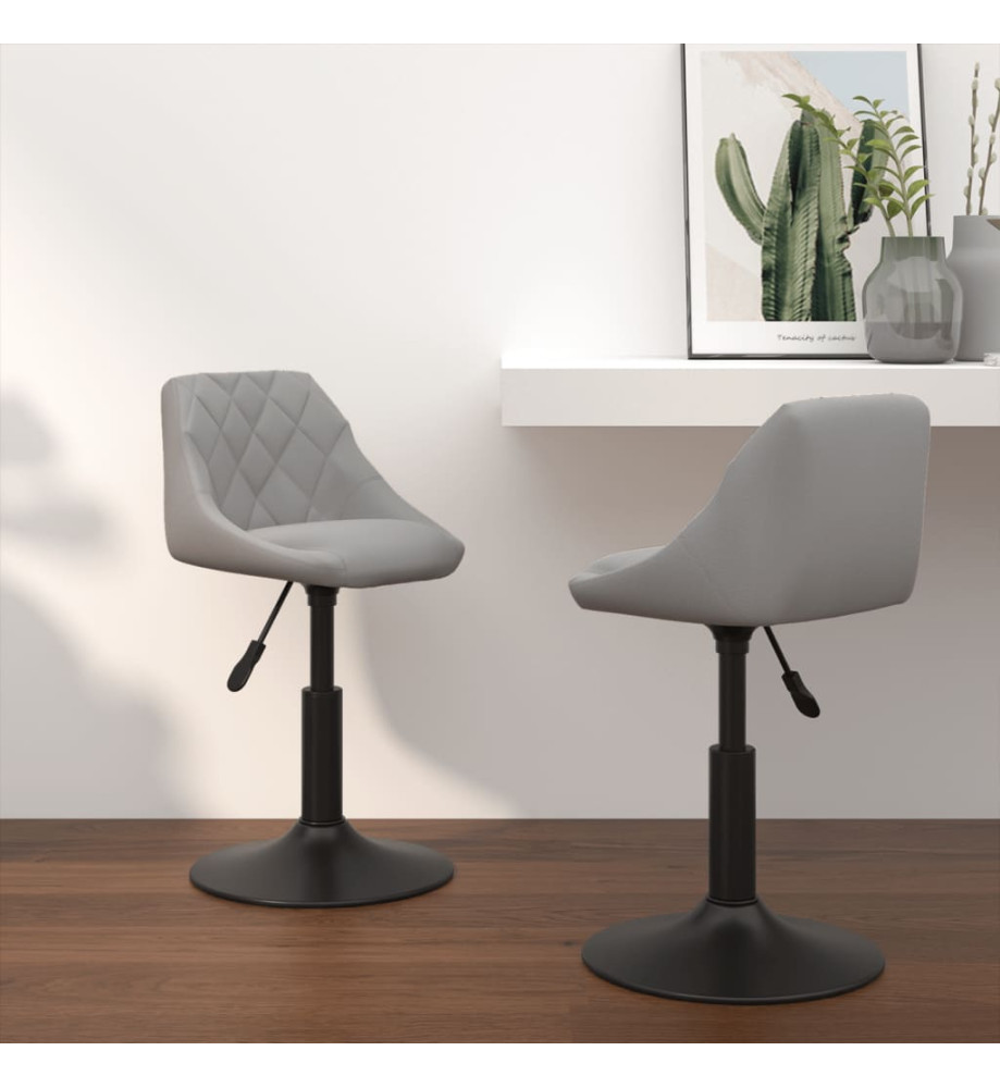 Chaises pivotantes de salle à manger 2 pcs Gris clair Velours