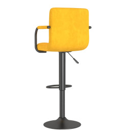 Tabourets de bar lot de 2 jaune moutarde velours