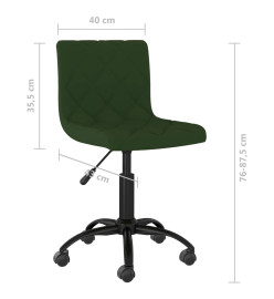 Chaise pivotante de salle à manger Vert foncé Velours