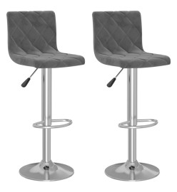 Tabourets de bar lot de 2 gris foncé velours