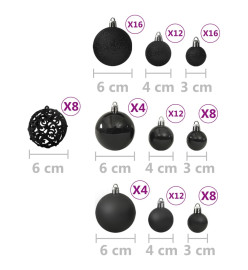 Ensemble de boules de Noël 100 pcs Noir