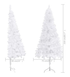 Sapin de Noël artificiel d'angle Blanc 210 cm PVC