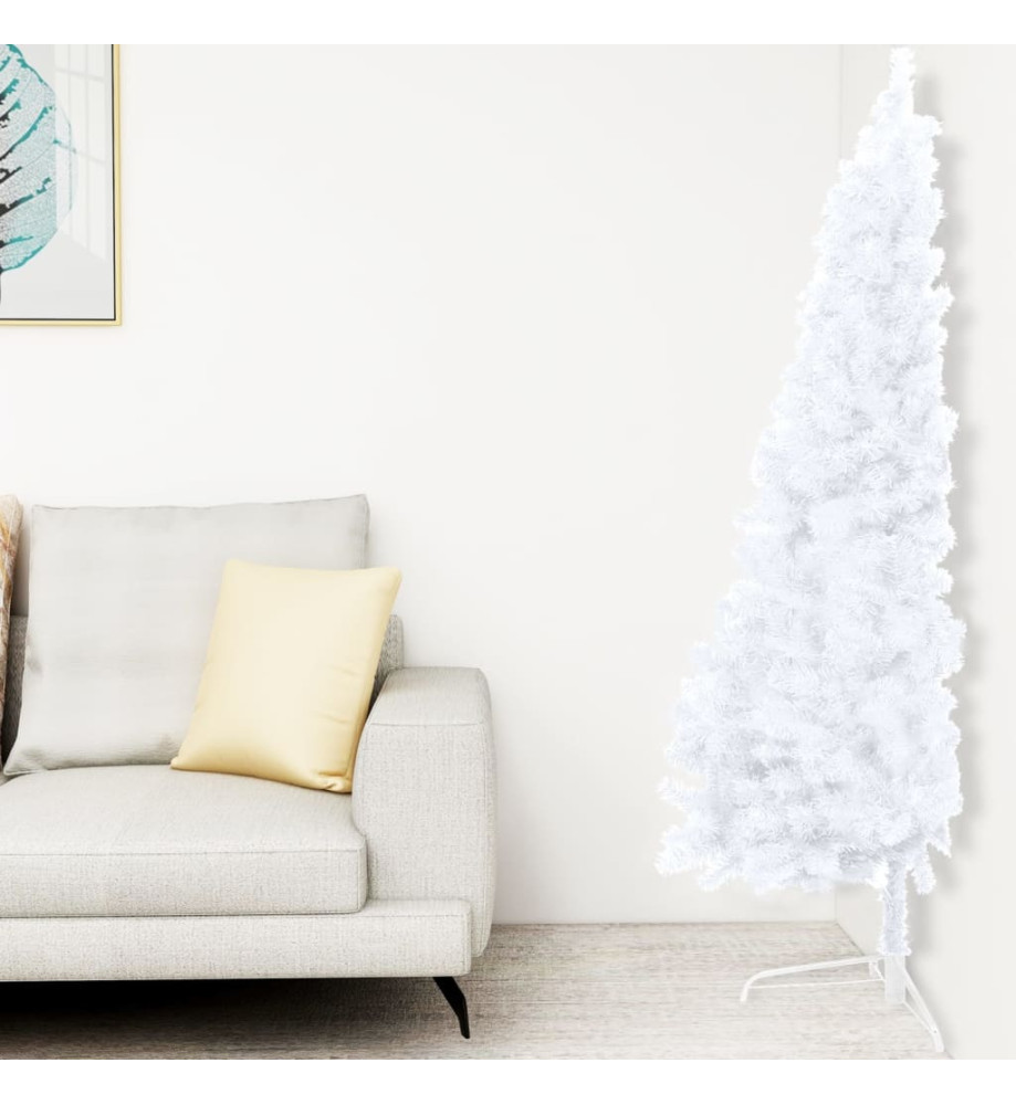 Sapin de Noël artificiel moitié avec support blanc 180 cm PVC