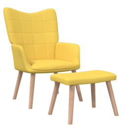 Chaise de relaxation avec tabouret Jaune moutarde Tissu