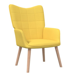 Chaise de relaxation avec tabouret Jaune moutarde Tissu