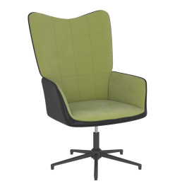 Chaise de relaxation avec repose-pied Vert clair Velours et PVC