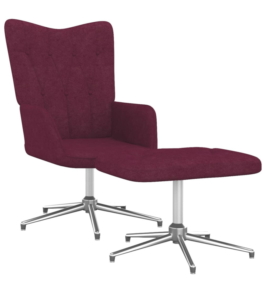 Chaise de relaxation avec tabouret Violet Tissu