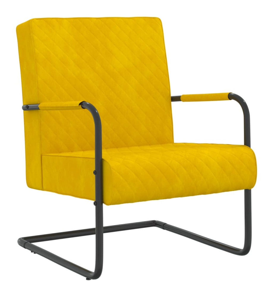 Chaise cantilever Jaune moutarde Velours