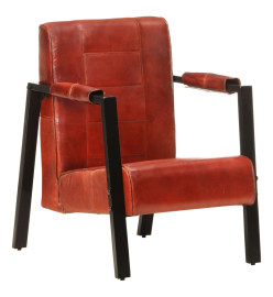 Fauteuil 60x80x87 cm Marron foncé Cuir de chèvre véritable