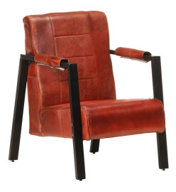 Fauteuil 60x80x87 cm Marron foncé Cuir de chèvre véritable