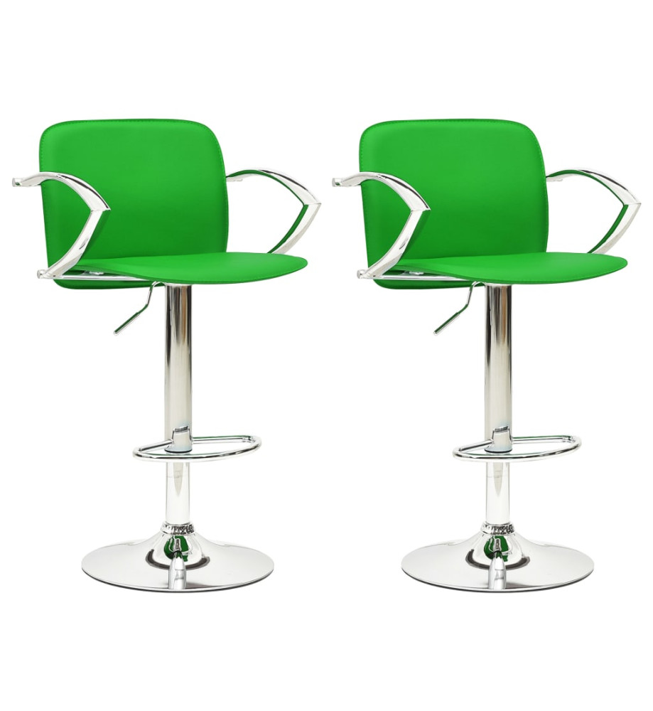 Tabourets de bar lot de 2 vert cuir artificiel