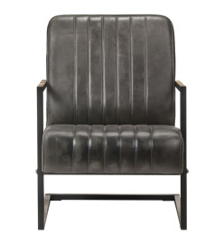 Fauteuil cantilever Gris Cuir véritable