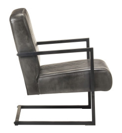 Fauteuil cantilever Gris Cuir véritable