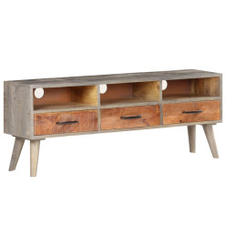 Meuble TV Gris 130x35x51 cm Bois massif de manguier brut