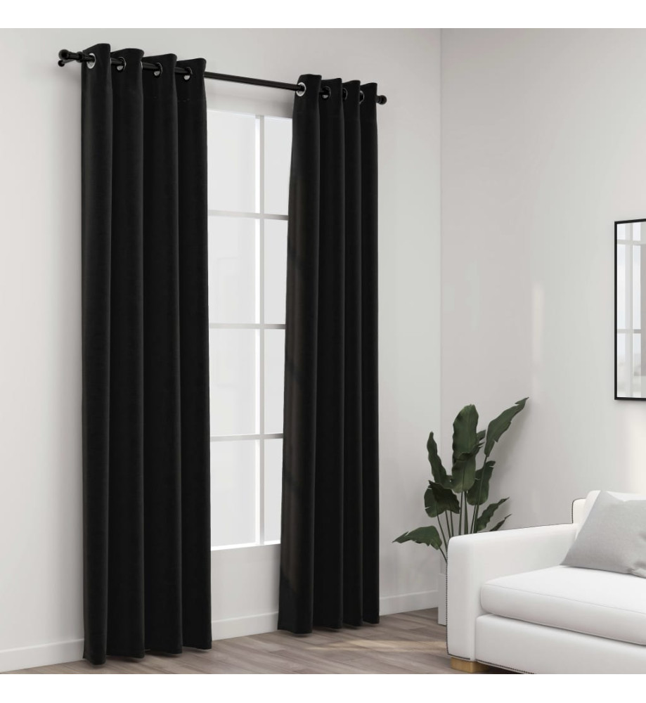 Rideaux occultants Aspect de lin 2 pcs Anthracite 140x225 cm Rideaux occultants Aspect de lin 2 pcs Anthracite 140x225 cm