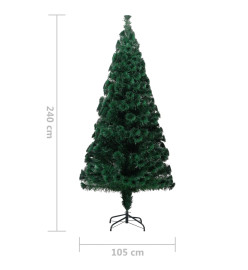 Sapin de Noël artificiel avec support vert 240 cm fibre optique