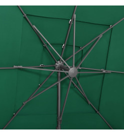 Parasol à 4 niveaux avec mât en aluminium Vert 250x250 cm