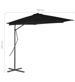 Parasol d'extérieur avec mât en acier Noir 300x230 cm