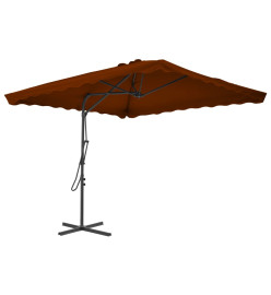 Parasol d'extérieur avec mât en acier Terre cuite 250x250x230cm