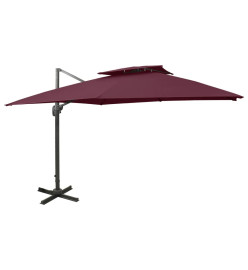 Parasol déporté à double toit 300x300 cm Rouge bordeaux