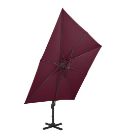 Parasol déporté à double toit 300x300 cm Rouge bordeaux