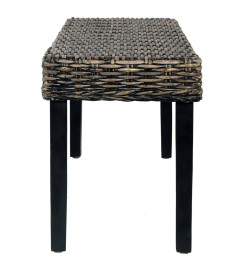 Banc 110 cm Noir Rotin naturel kubu et bois de manguier massif