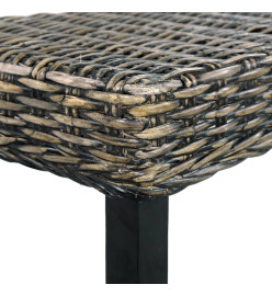 Banc 110 cm Noir Rotin naturel kubu et bois de manguier massif