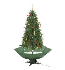 Arbre de Noël neigeux avec base de parapluie Vert 190 cm