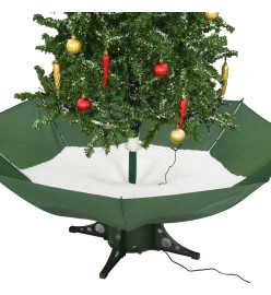 Arbre de Noël neigeux avec base de parapluie Vert 190 cm