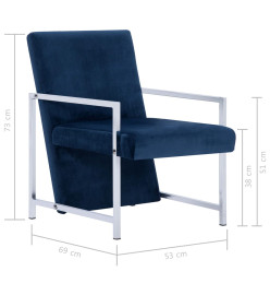 Fauteuil avec pieds en chrome Bleu Velours