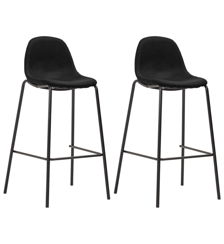 Chaises de bar lot de 2 noir tissu