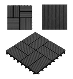 Carreaux de terrasse 22 pcs 30 x 30 cm 2 m² WPC Noir