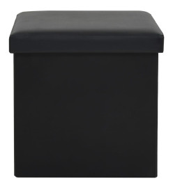 Tabouret de rangement pliable Noir Similicuir