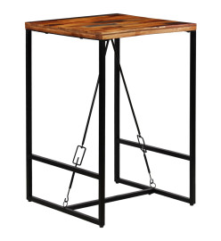 Ensemble de bar 3 pcs Bois massif recyclé et cuir de chèvre