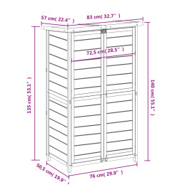 Abri à outils de jardin marron 83x57x140 cm bois massif pin