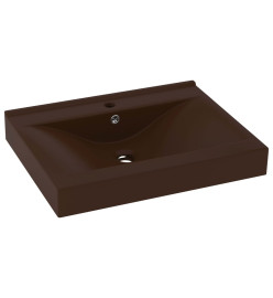 Lavabo avec trou de robinet Marron foncé mat 60x46 cm Céramique