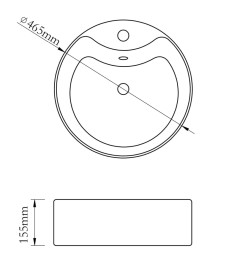 Vasque rond à trou robinet/trop-plein céramique pour salle de bain