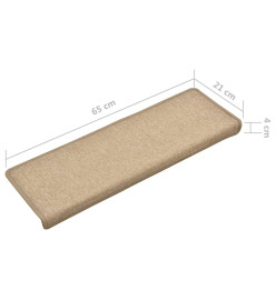 Tapis d'escalier 15 pcs 65x21x4 cm Taupe