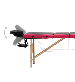 Table de massage pliable 4 zones Bois Noir et rose